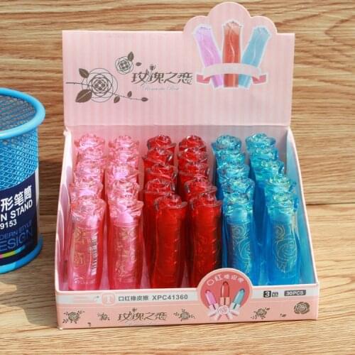 DIY Creative Cute Kawaii Lipstick Rubber Eraser For Kids Student Gift Novelty Item School Supplies