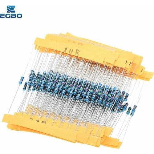 EGBO 1 Pack 600PCS 10 -1M Ohm 1/4w Resistance 1% Metal Film Resistor Resistance Assortment Kit Set 30 Kinds Each 20PCS
