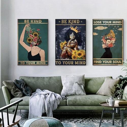 Canvas Painting Lose Your Mind Find Your Soul Be Kind Poster Music Poster and Print Vintage Wall Art picture Home Decoration