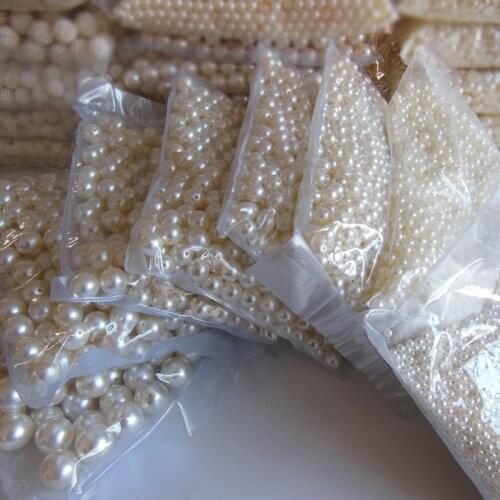 500g ivory tint straight hole circle DIY originality handwork high imitation pearls wholesale phone beauty essential 3mm-20mm