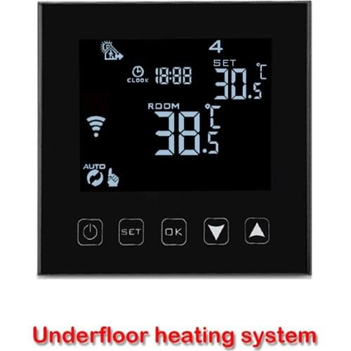 TUYA WIFI floor heating temperature controller, water heating-electric heating-water heating&boiler linkage,95-240VAC 3A 16A