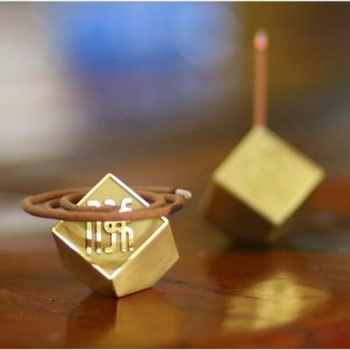 Creative Quartet Zen Incense Stick for Incense Plate Straight Incense Retro Brass Incense Holder Incense Tray Seal Ornaments