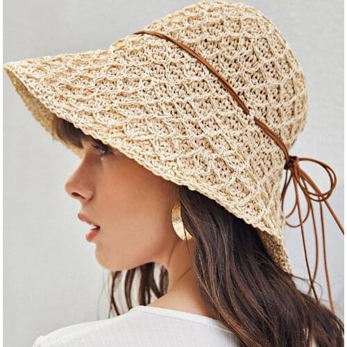 Summer Girl Hat High Quality Womens Beach Empty Top Hat Casual Woven Sun Protection Hat Fisherman Hat For Dropshipping