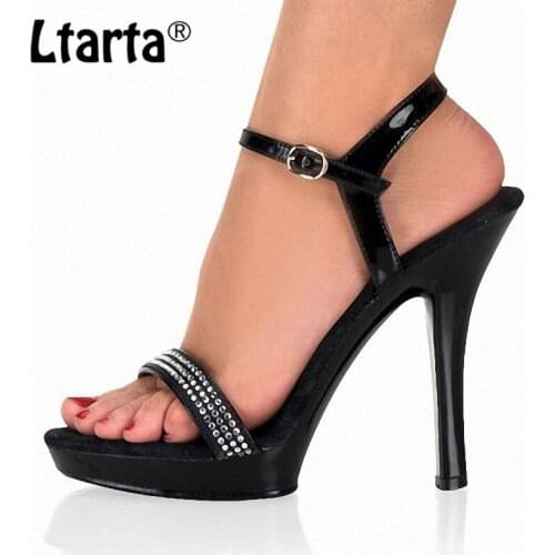 LTARTA 13cm Heels New Style One Word Buckle Sandals Super High Heel Simple Thin Heel Open Toe Sexy Womens Shoes LYP