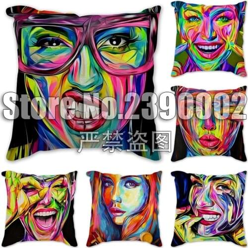 Oil painting flowers birds woman Sofa Decorative Pillow Cushion Cover Pillowcase 45cm Polyester Throw Pillow Case Car Home Decor