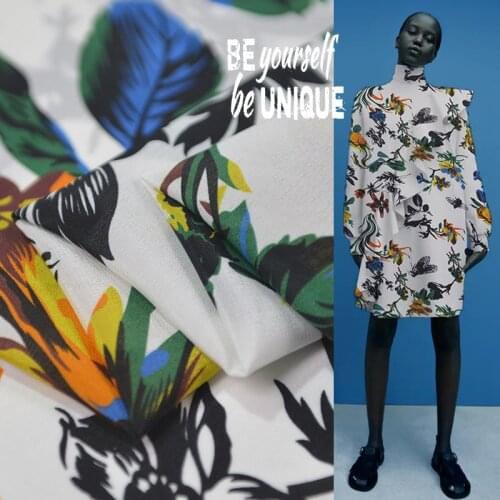 Fashion floral print pure silk crepe de chine silk fabric fit for girls clothes,SCDC1372