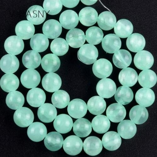 Natural Light Green Jades Chalcedony Beads For Jewelry Making 4 6 8 10mm Round Loose Beads Diy Necklace Bracelet 15" Wholesale