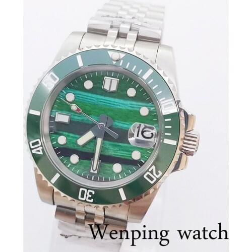 New 40mm Summer Rainbow Light Green Dial Automatic Men Sapphire Glass Watch NH35A Movement Sapphire Crystal Jubilee Band