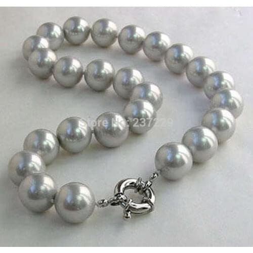 Charming Grey 12 mm South Sea shell Pearl Necklace 18"