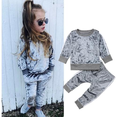 Pudcoco Infant Kid Baby Boys Girls Spring Clothes Set Sports Stripe Velvet Tops+Long Pants Autumn Casual Outfits 2pcs 1-6T