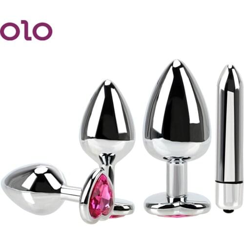 OLO Butt Plug Vibrators Prostate Massager Stainless Steel Anal Plug Bullet Vibrators Female Masturbation Sex Toys For Men