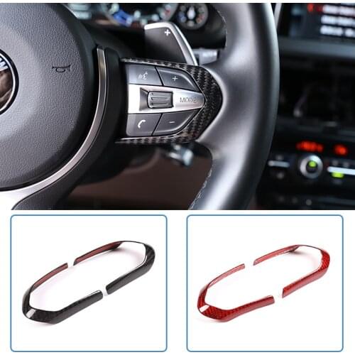 Real Carbon Fiber 100%Car Steering Wheel Button Frame Trim For BMW F20 F22 F21 F30 F32 F33 F36 F06 F12 F13 X5 F15 X6 F16 M-Sport