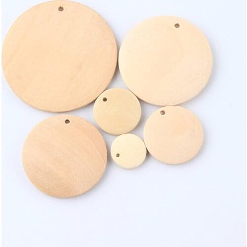 Nature Wood Chips Charms Unfinished Geometric Round Wooden Beads For Earrings Jewelry Making DIY Decorative Pendant