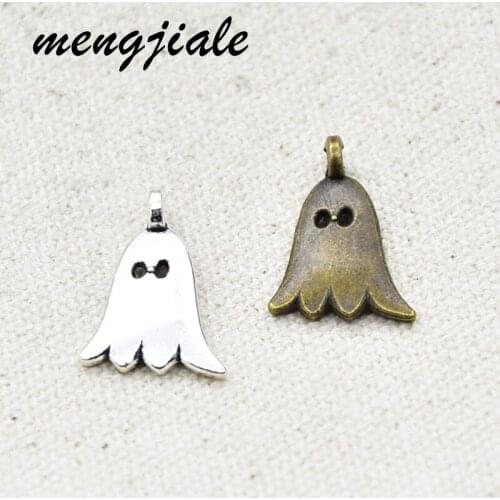 25pcs Two Color Cute Ghost Charms Alloy Metal Pendants For DIY Handmade Jewelry Accessories Making 21*14mm