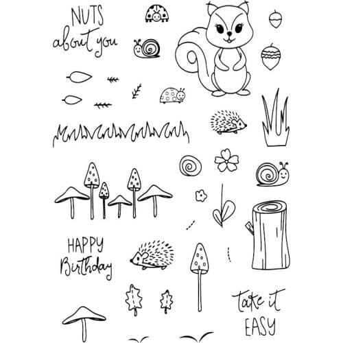 Clear StampS SQUIRREL HAPPY BIRTHDAY NUTS crapbooking Material DIY Photo Cards Account Rubber Stamper Transparent Stamp Sellos