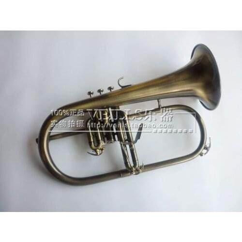 Retro Flugelhorn High quality Antique Copper Simulation Drawing Process B Flat Flugelhorn Trumpet
