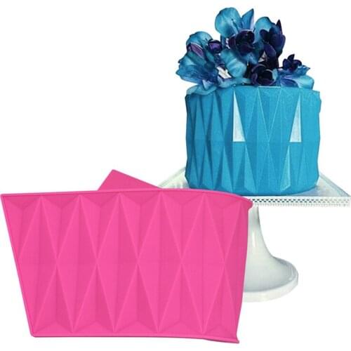 3D Diamond Lace Silicone Mold Edible Silicone Embossing Mat Texture Cake Border Decoration Pastry Wedding Cake Decorating Tools