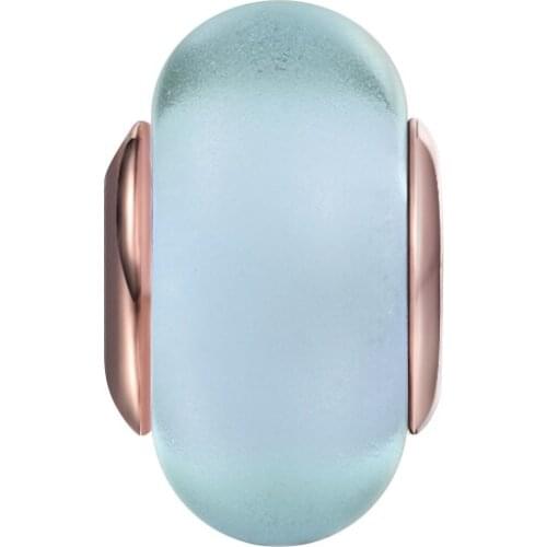 Fit Pandora Bracelets Matte Light Blue Murano Glass Charms 925 Original Sterling Silver Beads for Jewelry Making DIY Women