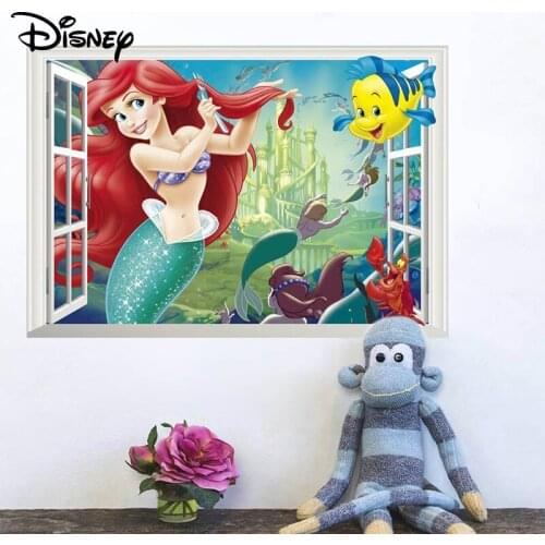 Disney Sticker Cute Mermaid Sticker Bedroom Child Background Wall Princess Cartoon Sticker
