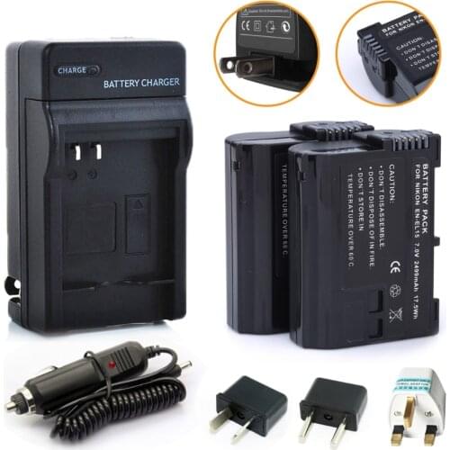 2Pcs Probty EN-EL15 EN EL15 Battery + Charger Kit for Nikon 1 V1 D600 D610 D750 D800 D810A D810 D800E D7000 D7100 D7200 Camera