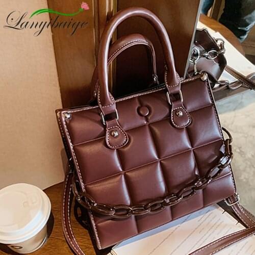 Check Pattern Shoulder Bag Ladies 2021 Fashion Messenger Bag Designer PU Leather Handbag Chain Shoulder Strap Messenger Bag