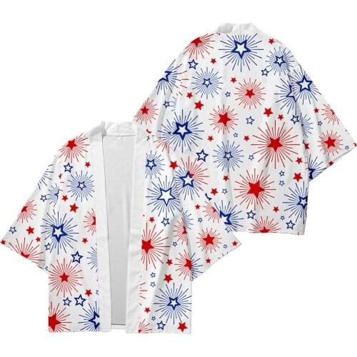 Plus Size XXS-6XL 5XL Star Print Beach Loose Japanese Streetwear Cardigan Women Men Harajuku Haori Kimono Cosplay Yukata Clothes