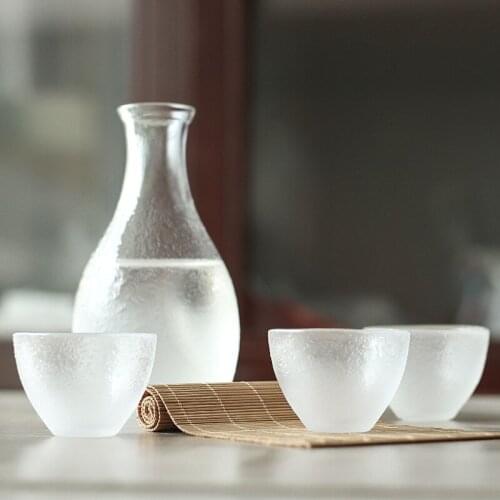 1 Set Glass Japanese Sake 1 Pot 3Cups Set Flagon Liquor Spirits Cups Glass Sake Wine Set Winebowl Small Glass Wine Glass