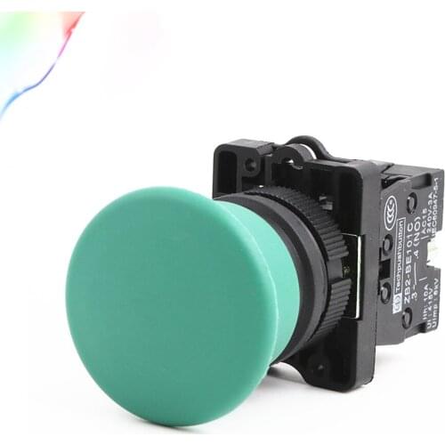 1Pcs Green Mushroom Head XB2-EC31 ZB2-BE101C Power Push button Switch 40mm 10A 600V NO