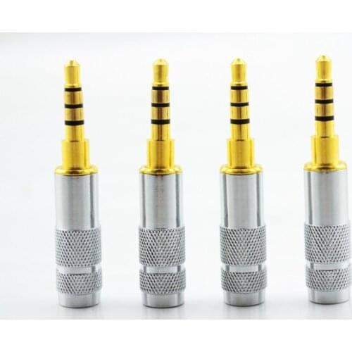 10pieces gold plated 6MM 3.5mm 4poles stereo headphone plug adapter
