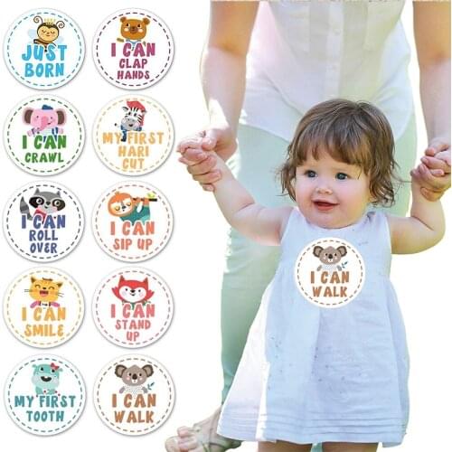 12pcs Creative Month Sticker Baby Photography Milestone Cartoon Stickers Monthly Newborn Commemorative Card Photo Accessories