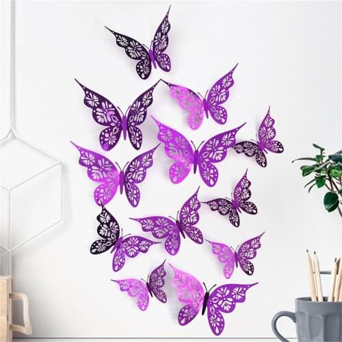 12pc 3d Hollow Butterfly Wall Décor 3 Sizes Butterfly Decor Hollow Carving Butterfly Exquisite Design, Party Cake Decorations