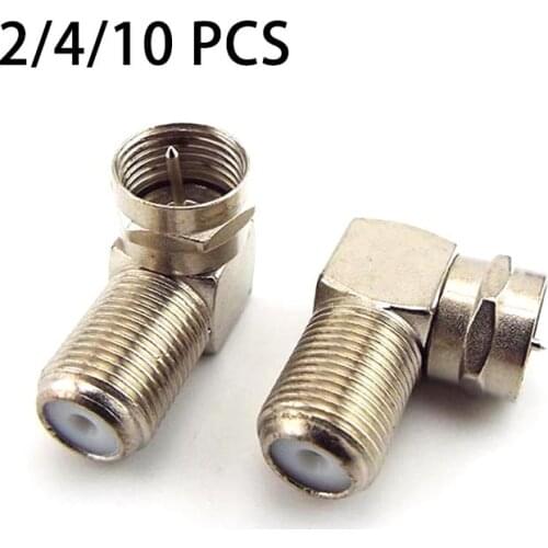 2/4/10pcs 90 Degree F-Type Male to Female Plug Connector TV Aerial Antenna Right Angle Adapter Plug To Socket Coax Cable