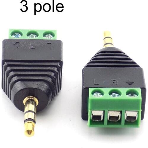 2pcs 3.5mm Jack Headphone Plug 3 Pole Male Stereo Solderless Connector Audio Head to Terminal Plug