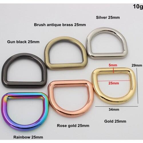 30pcs 4.5mm line,25*19mm 1 Inch 5 colors metal D Ring accessories for bags hardware welded d rings