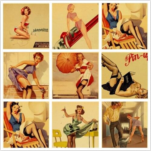 5D DIY Diamond Painting American Pin up Retro Cross Stitch Kit Diamond Embroidery Sexy Lady Rhinestone Artist Home Decoration
