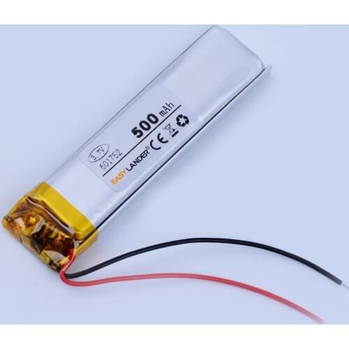 601752 3.7V 500mAh Rechargeable li Polymer Li-ion Battery For LED light Speaker Toys voice recorder pen 601750 601650 601652