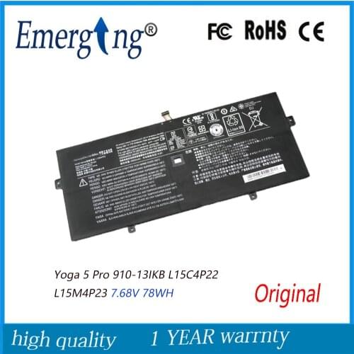 7.68V 78WH New Original L15M4P23 Laptop Battery for Lenovo Yoga 5 Pro Yoga 910 910-13IKB L15C4P22