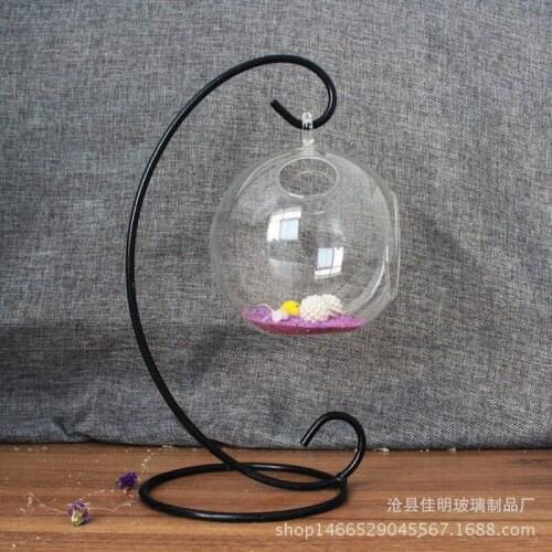 Free Shipping Multi-size 8/10/13/15cm Micro Glass Ball Hanging Round Bulb Vase Landscape Glass Vase Home Deco with Base