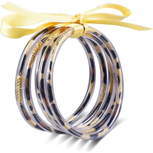 Glitter filled Jelly Bangle Bracelets, Cute Silicone Bracelets Best Gifts for Women Girls Birthday, Mothers Day, Wedding Party