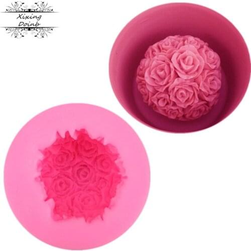 DIY beautiful rose ball shape silicone jelly mold cake decoration tools candy chocolate fudge mold wedding decoration