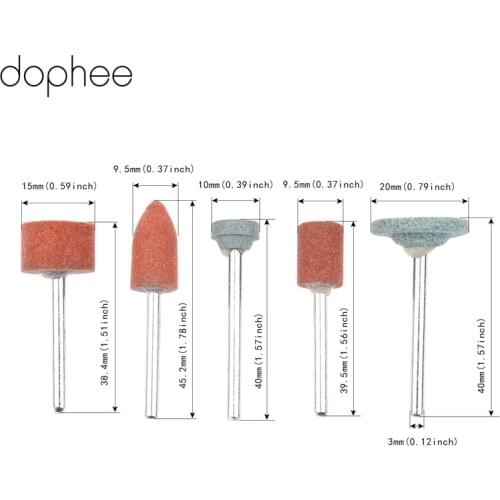 Dophee Dremel Accessories 3mm Shank Grinding Wheel Head for DIY Grinding/Polishing Wood/Mental/Mould Electric Mini Grinder 5PCS