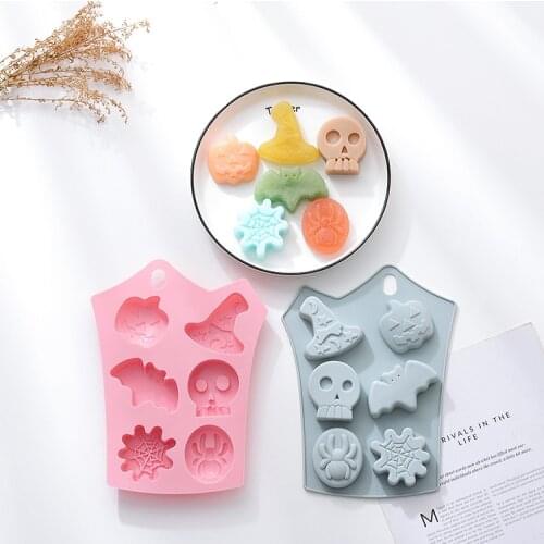 6-hole Halloween Silicone Mold, Pumpkin Holiday Chocolate Cake Decoration Tool, Complementary Food, Baking Supplies Soap Making