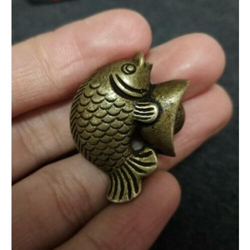 China Collection Archaize Brass Fish Wealth Small Statue