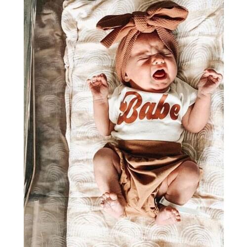 Infant Baby Girl Boy Short Sleeve Romper Letter Bodysuit Shirt Top Shorts Bloomers Headband Cute Summer Outfits