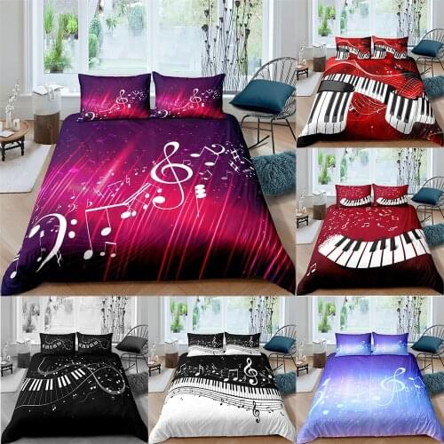 3D Digital Music Note Bedding Set Duvet Cover Set Adult Kids Twin Full Single Queen King Duvet Cover Set For Bedroom Decor