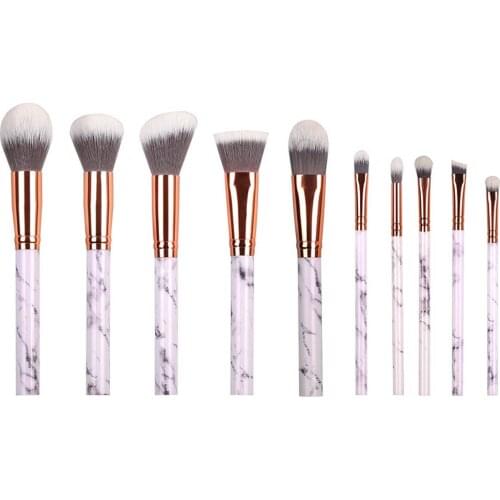Hot 10Pcs/Set Professional Makeup Brushes Marbling Handle Eye Shadow Eyebrow Lip Eye Make Up Brush Comestic Tools SSwell