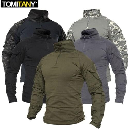 Mens Outdoor Tactical Hiking T-Shirts,Military Army Camouflage Long Sleeve Hunting Climbing Shirt,Male Breathable Sport Clothes
