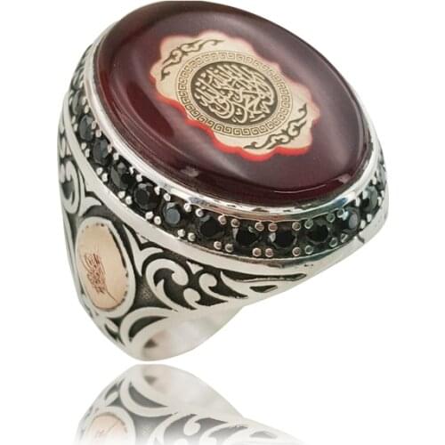 Original Hot Sale Rings Antique 925 Silver Men Ring Vintage Jewelry Arabic Mens Islamic Turkish Ottoman Statement Boho Muslim Ring