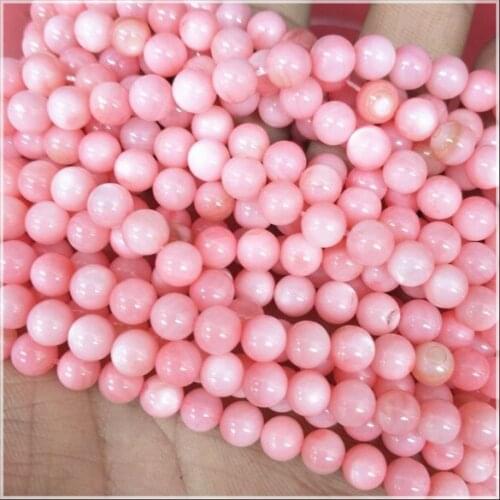 Natural shell beads pink color round ball mother of pearl size 4mm 6mm 8mm top fashion diy jewelry finding spacer beads