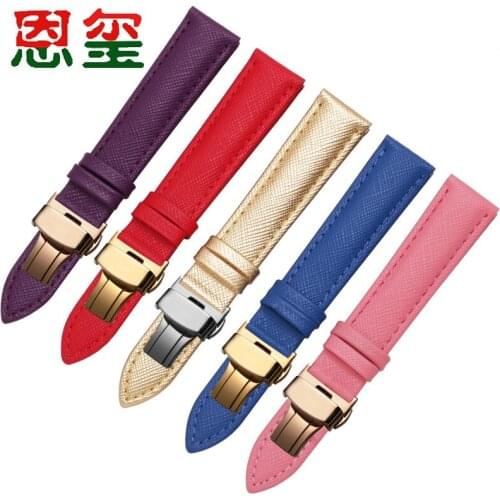 Soft Genuine Leather Strap 16mm 18mm 20mm 22mm Black Silver Red Bracelet For CK DW FIYTA Females Watch Accessories